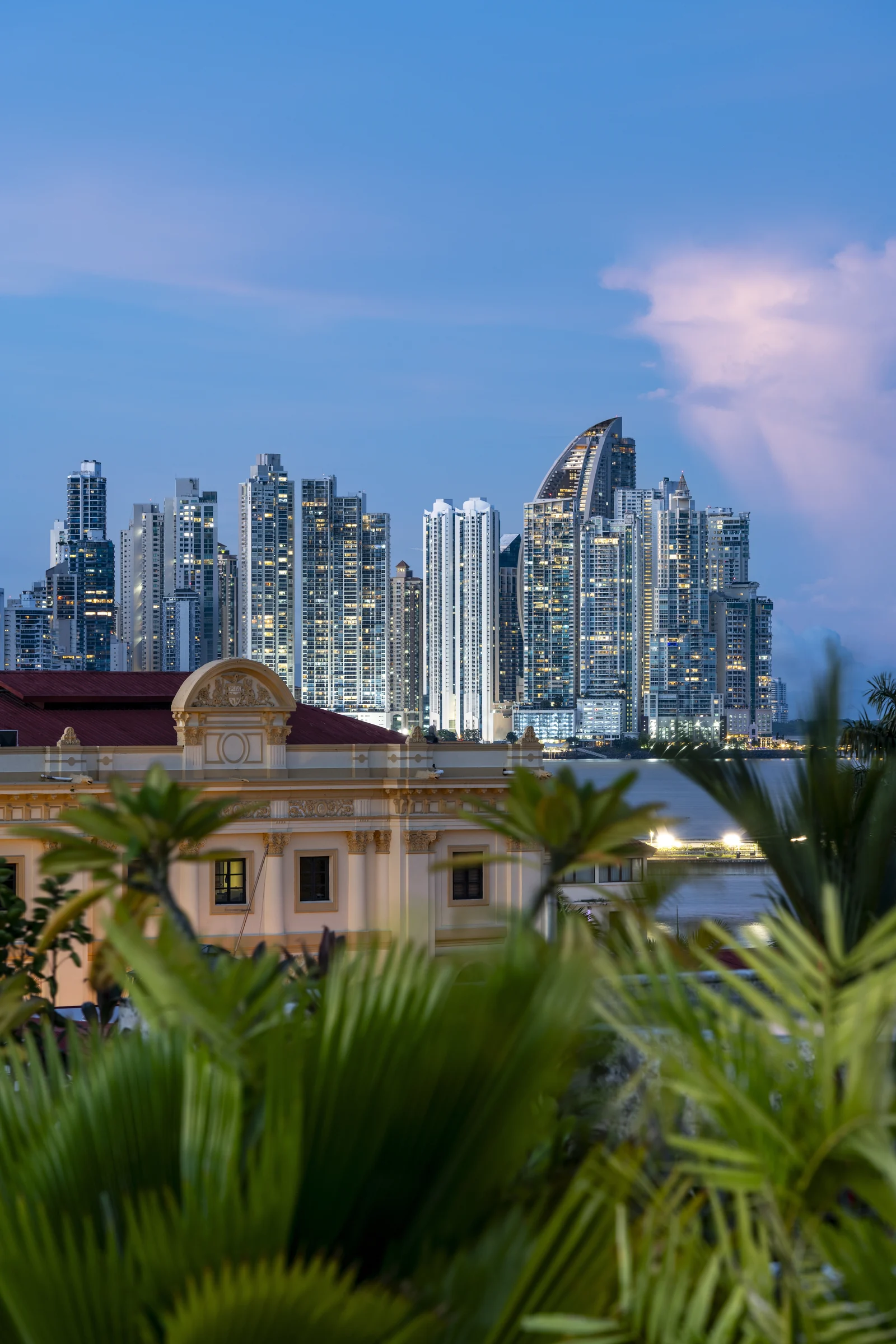 Panama City skyline at sunset